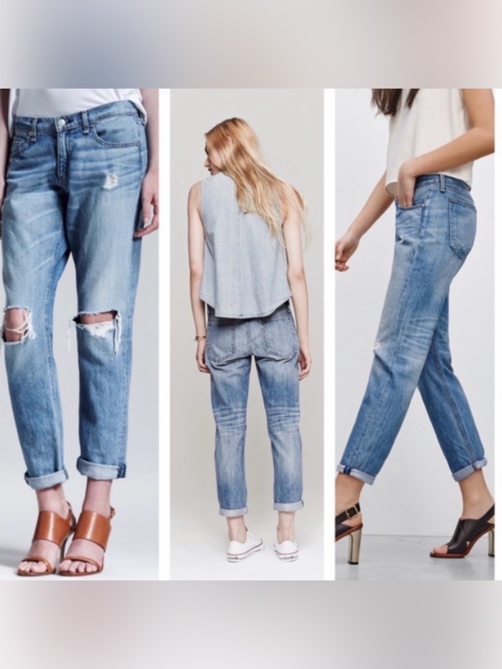 Rag & Bone Ripped Knees Boyfriend Jeans Size 25